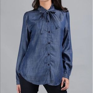 🎀GAP denim bow blouse